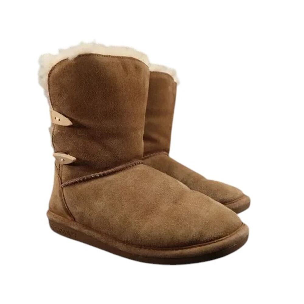 Bearpaw Shoes Womens 9 Boots Winter Shearling Abigail Suede Sheepskin Wool Brown